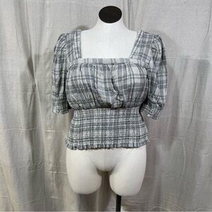 (NWT!) Universal Thread Gray Plaid Seersucker Top